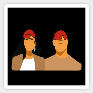 Madeira Island female and male couple no face illustration using the traditional folklore hat Magnet